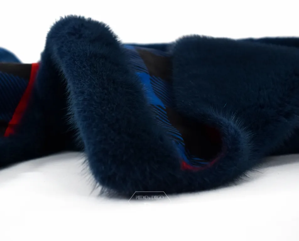 Abrigo de Visón sin cuello en Azul – Abrigo de piel de Visón