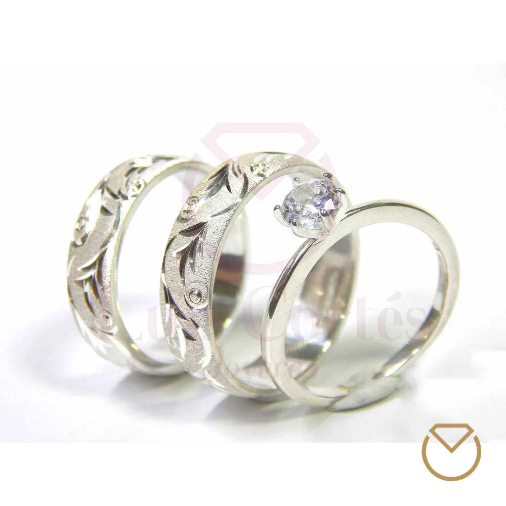 Argolla Matrimonio Gratis Anillo de Compromiso Plata /Ref: 002SP
