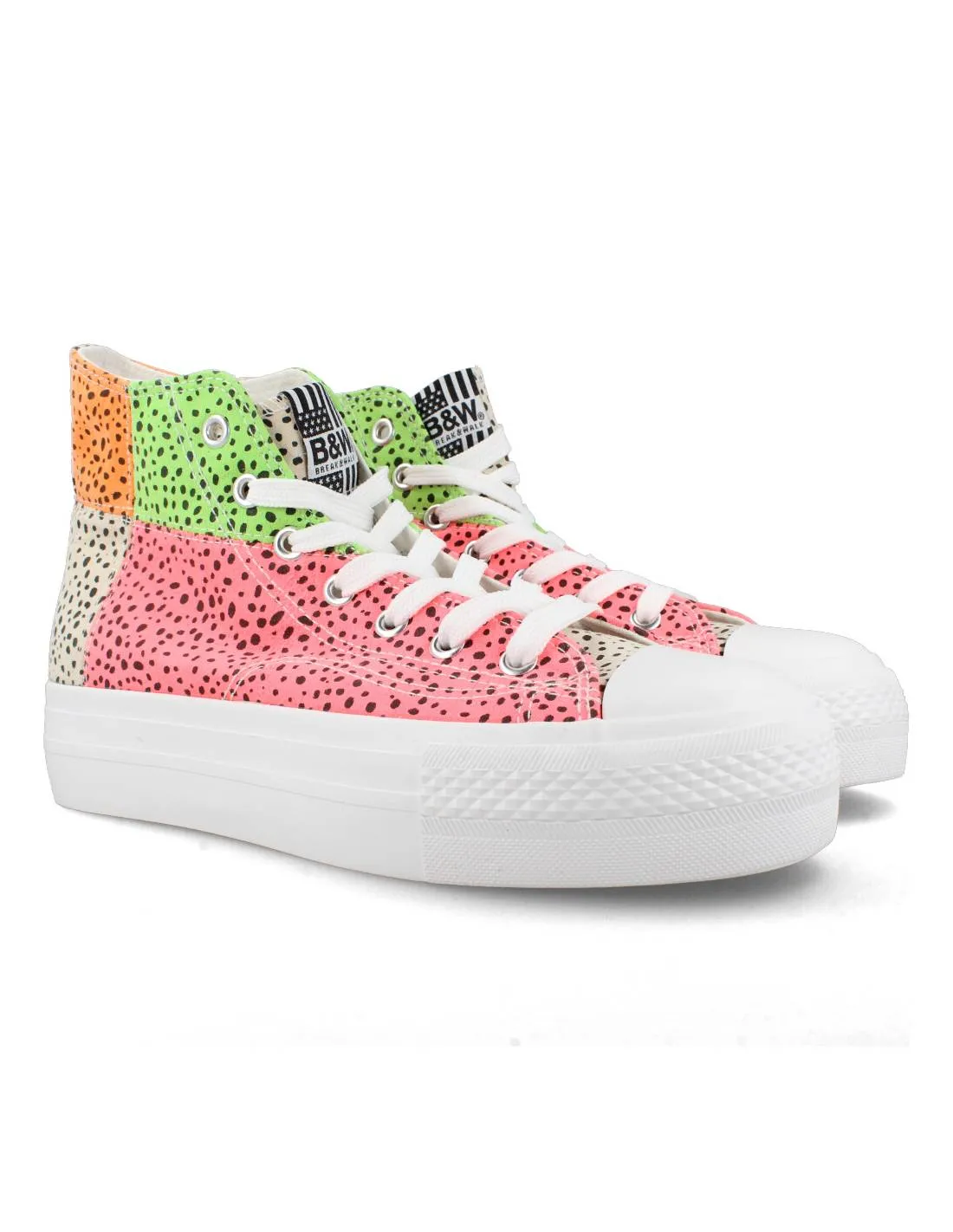 B&W  ZAPATILLAS ALTAS CANVAS PUNTOS MULTI