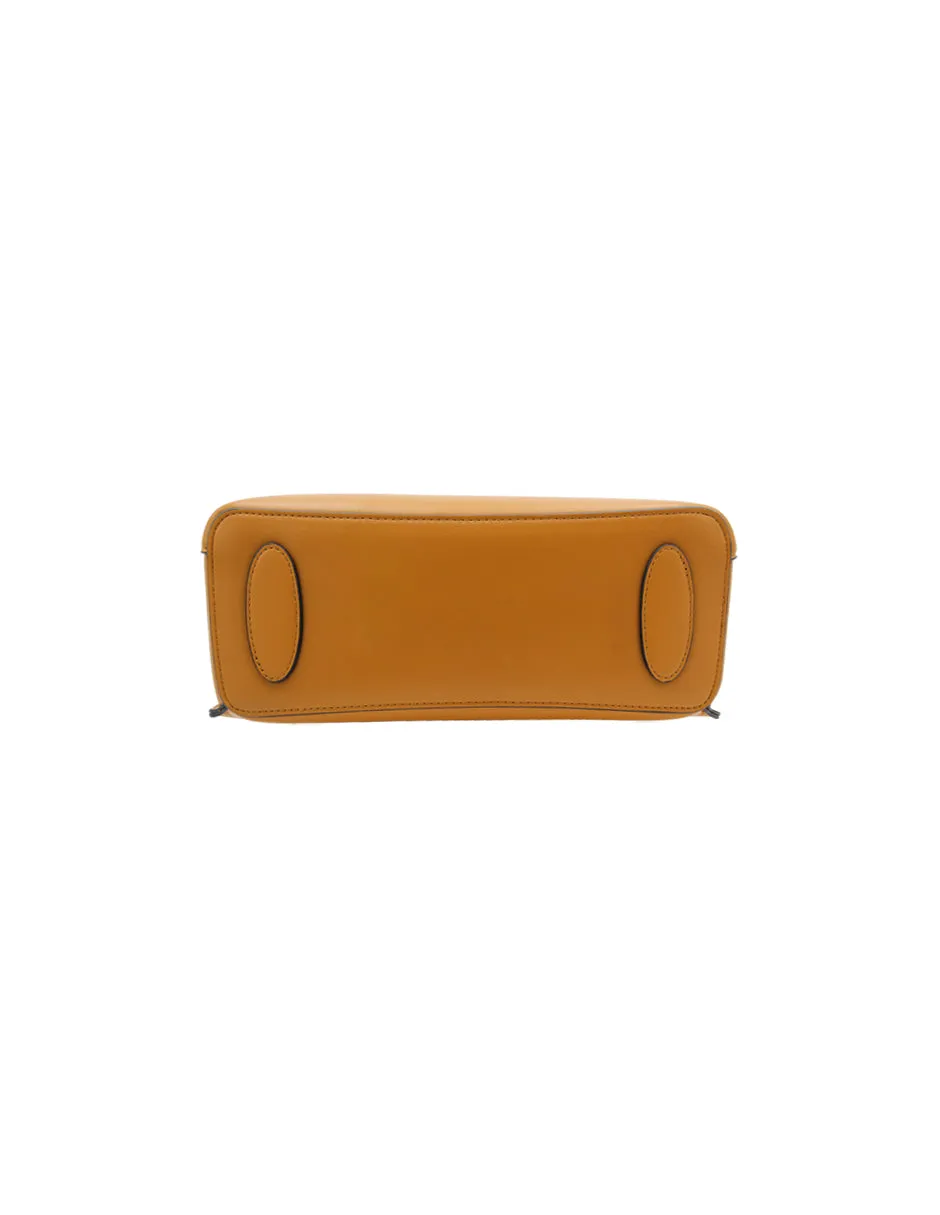 Bolsa Satchel Doble asa Color Café Exterior Piel sintética de RBCOLLECTION