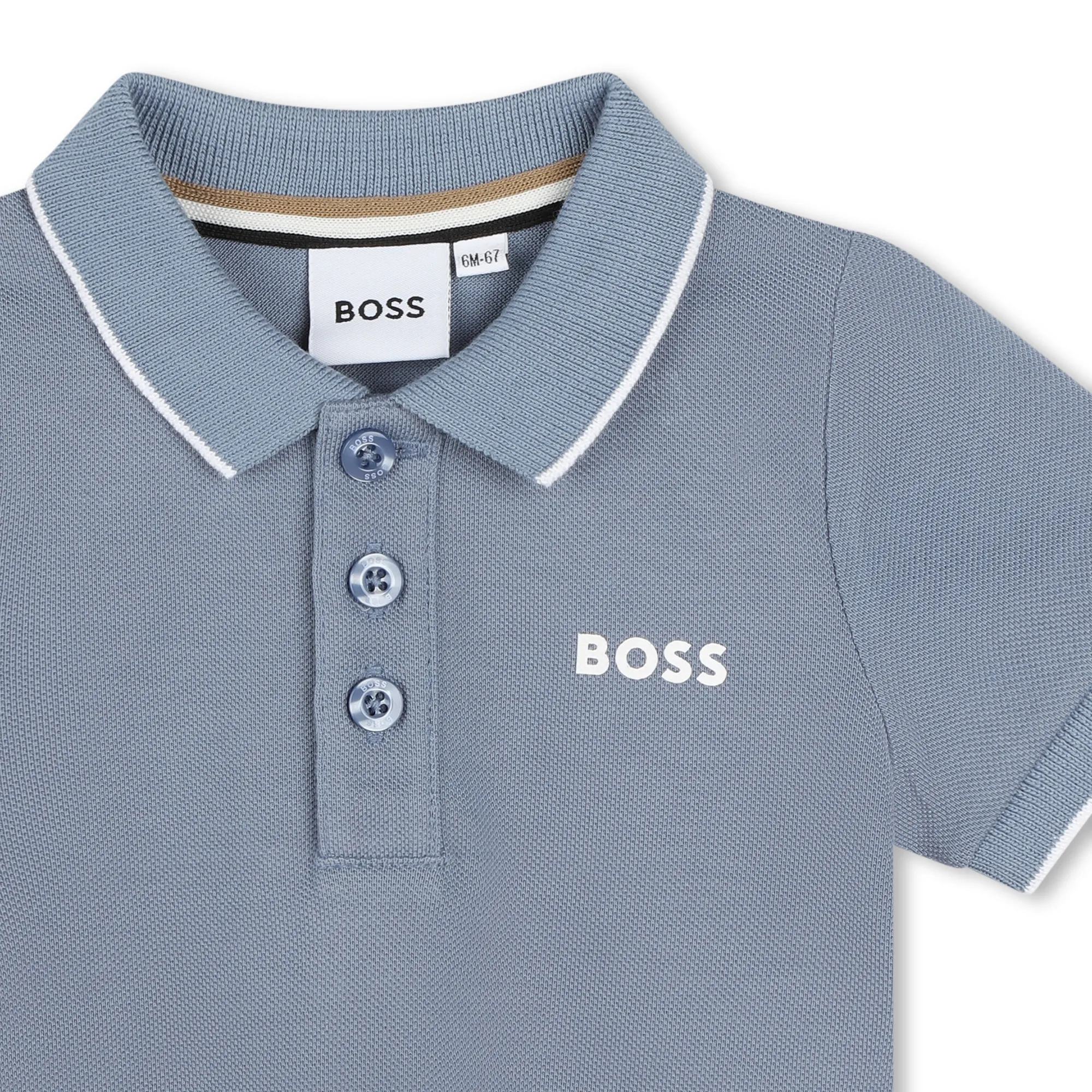 BOSS Polo de piqué liso de algodón