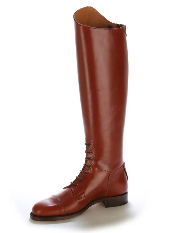 Bota hipica piel marron con cordones a medida

