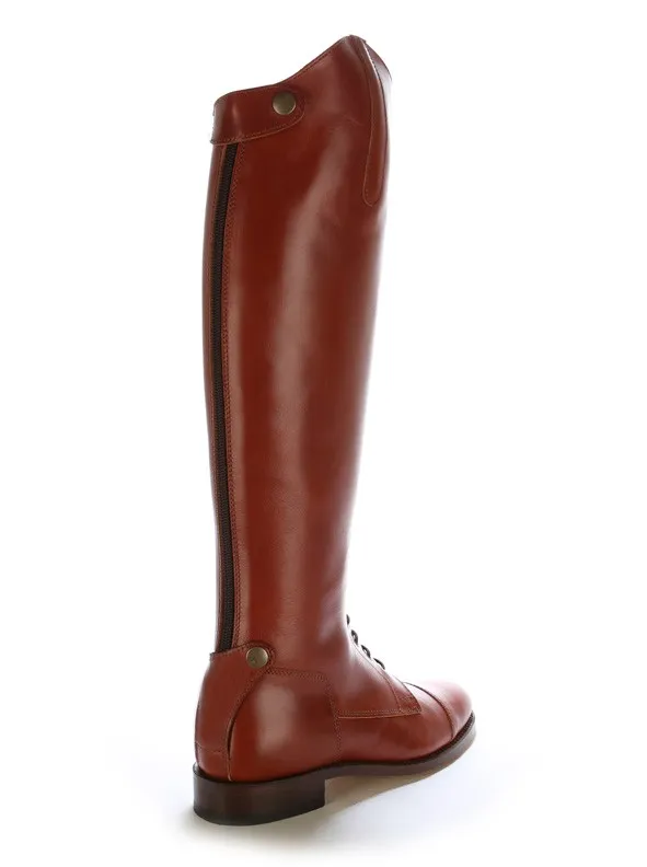 Bota hipica piel marron con cordones a medida
