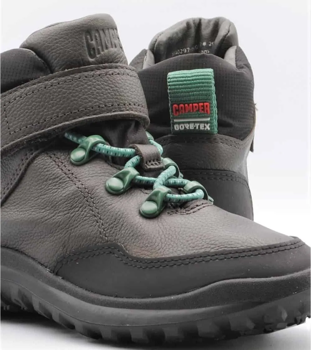 BOTAS CAMPER GORETEX CRCLR PIEL NEGRA VELCRO CORDONES VERDE