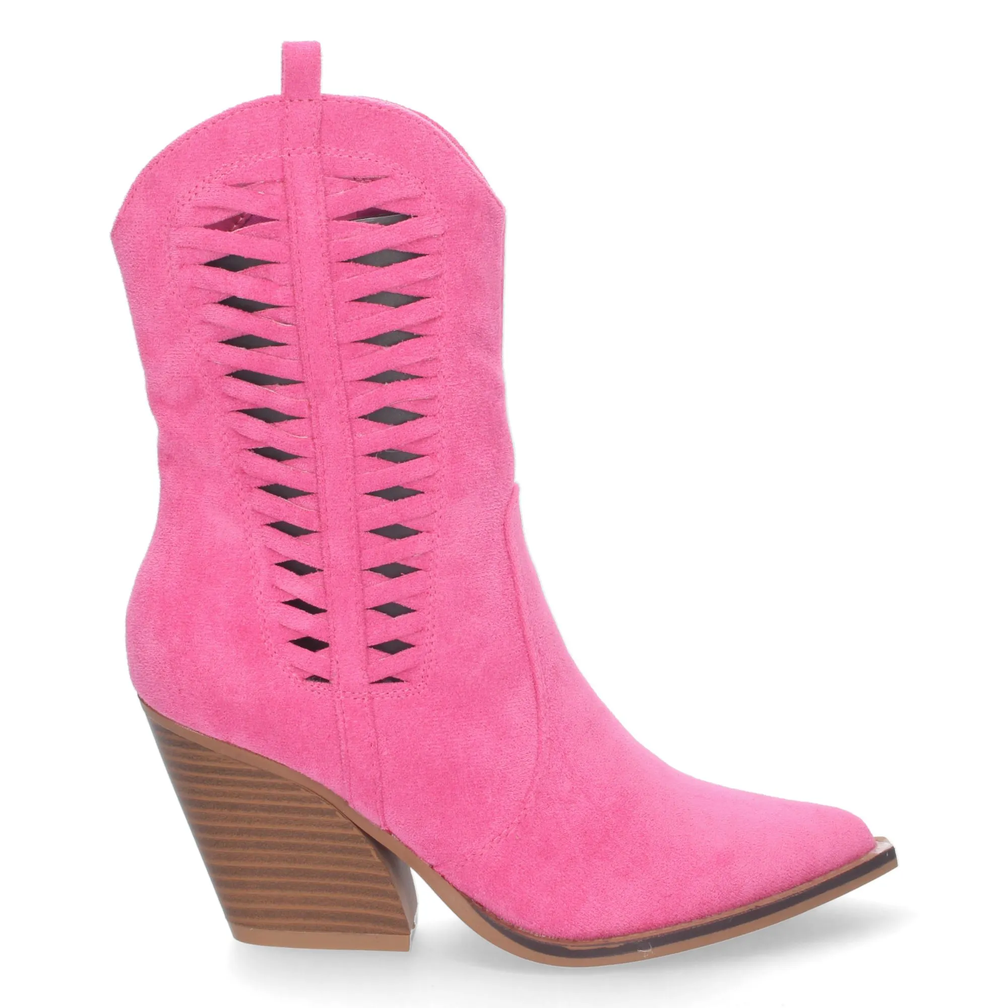 Botas cowboy tacon medio campero mujer color fucsia