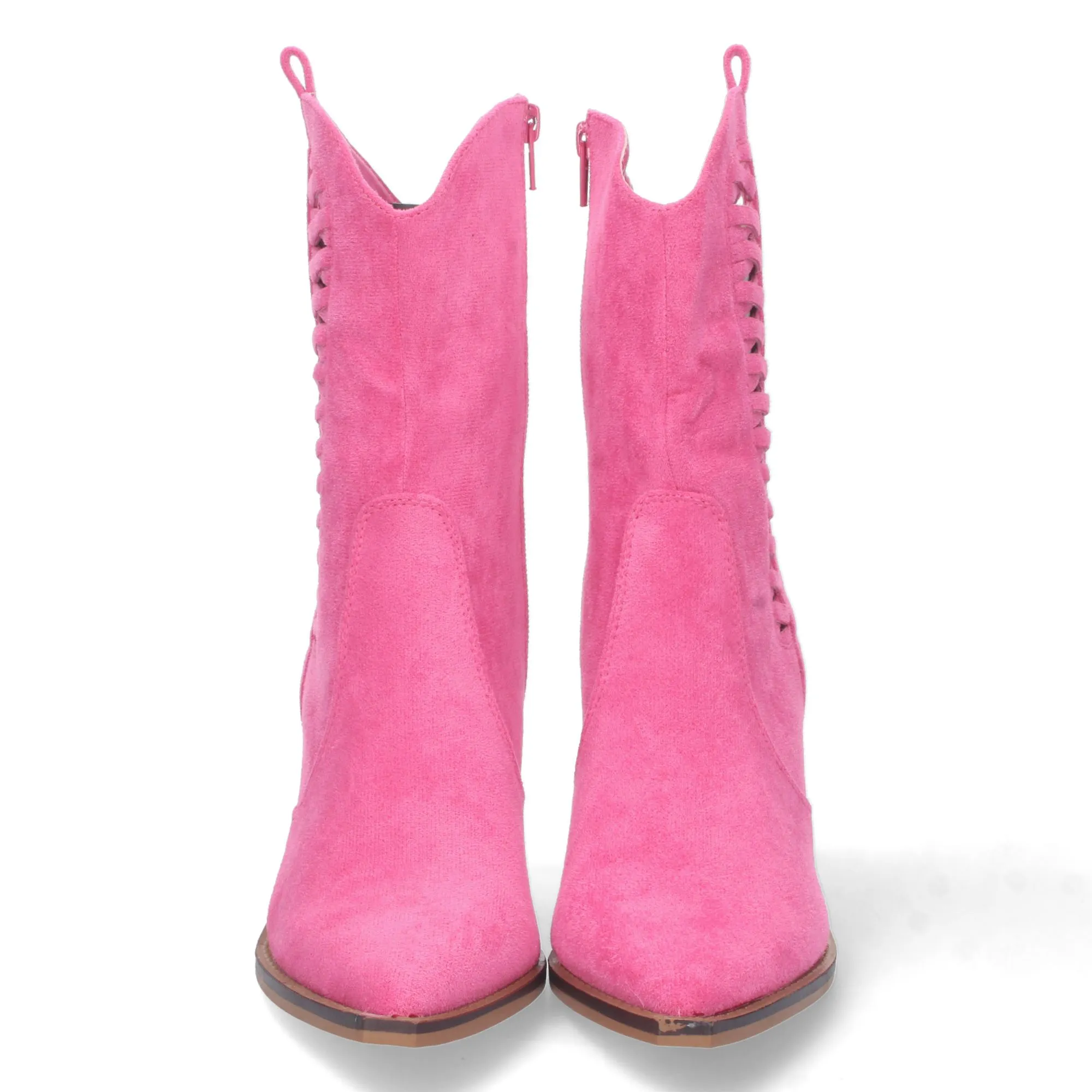 Botas cowboy tacon medio campero mujer color fucsia