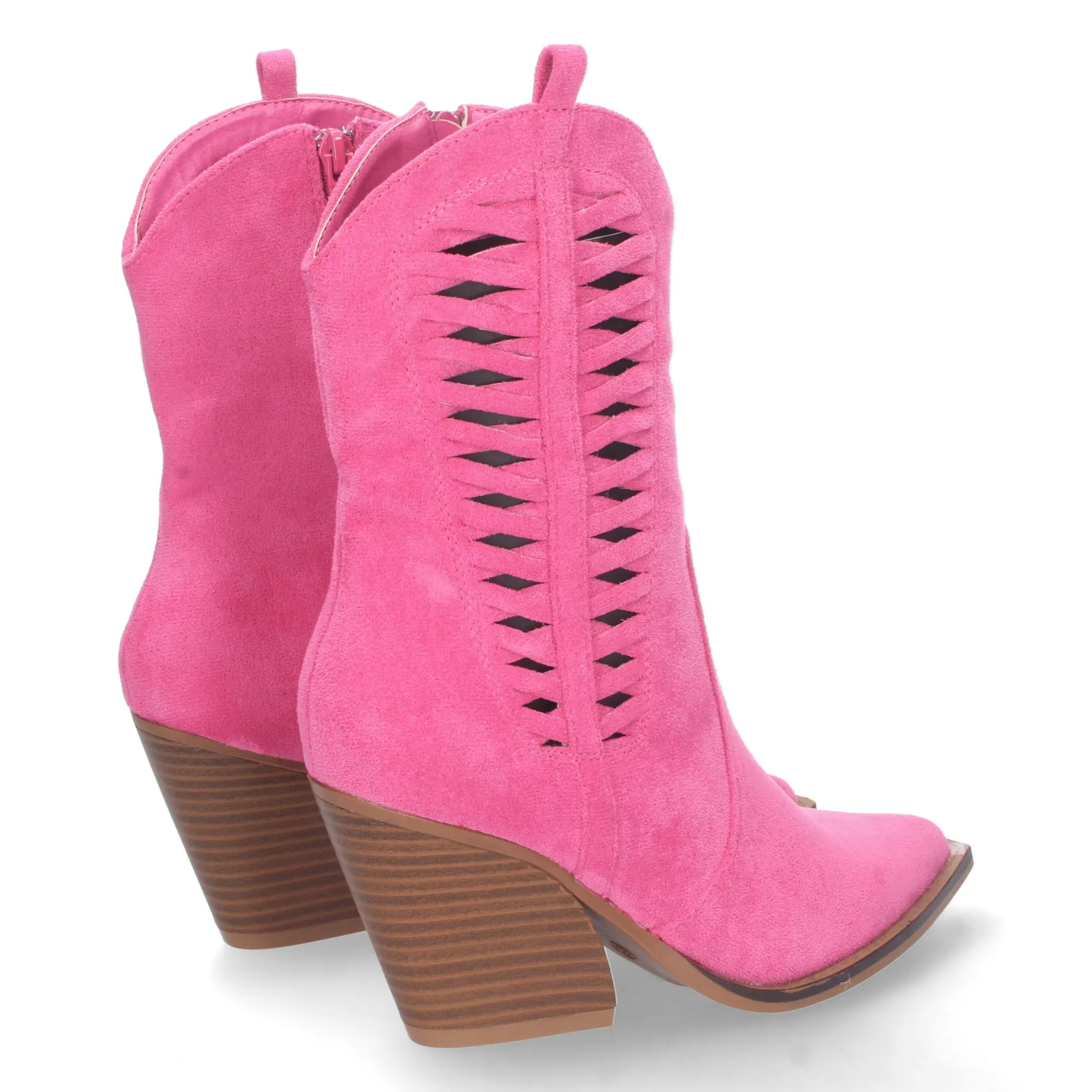 Botas cowboy tacon medio campero mujer color fucsia
