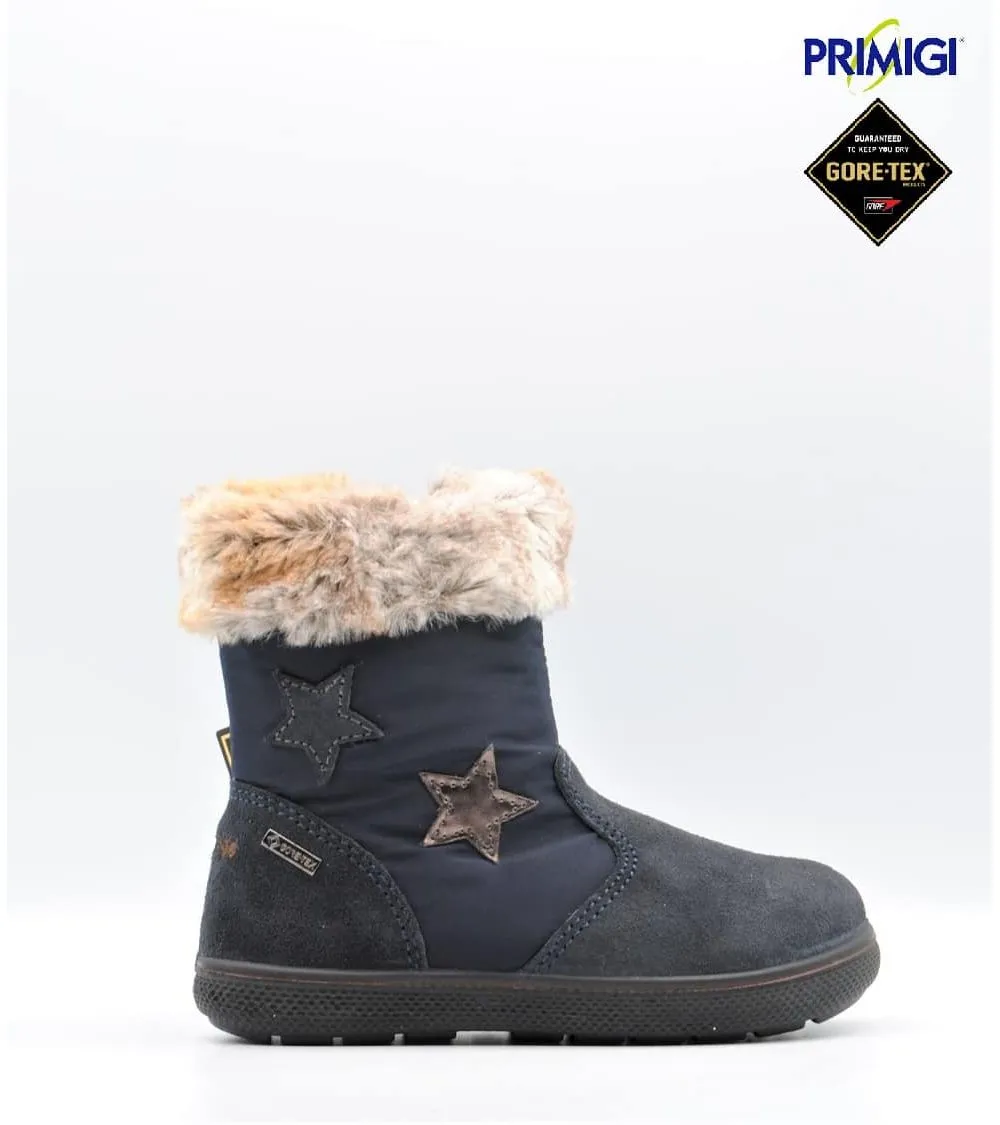 BOTAS NIÑA PRIMIGI GORETEX AZUL MARINO CON PELO ESTRELLAS