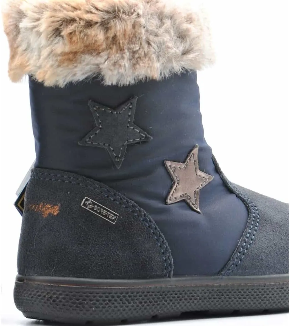BOTAS NIÑA PRIMIGI GORETEX AZUL MARINO CON PELO ESTRELLAS