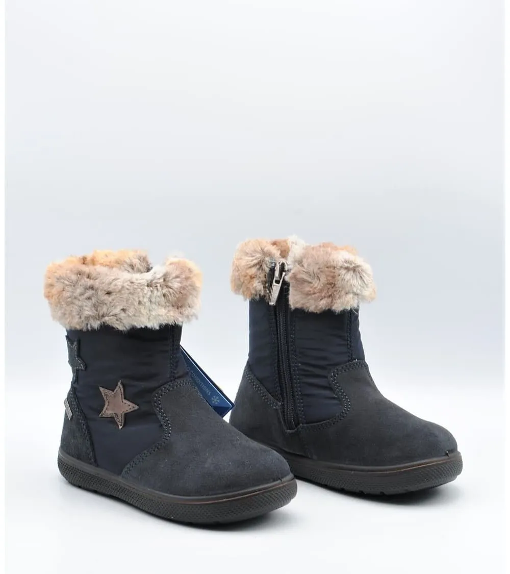 BOTAS NIÑA PRIMIGI GORETEX AZUL MARINO CON PELO ESTRELLAS