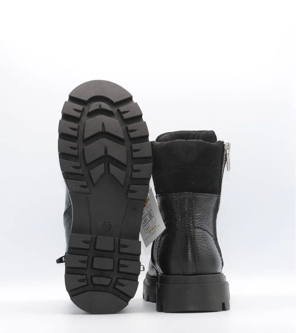 BOTAS NIÑA YOWAS PIEL NEGRA CREMALLERAS LATERALES