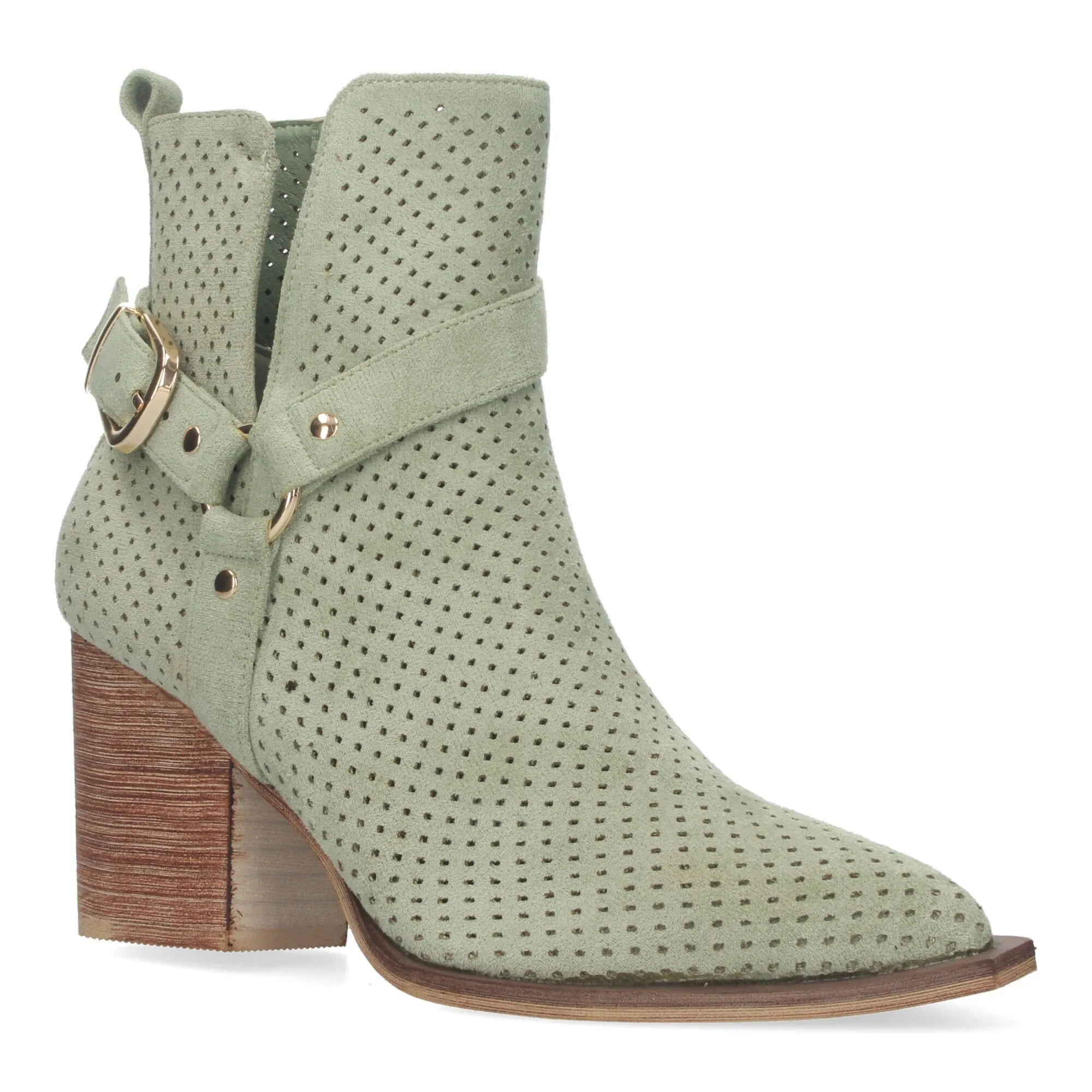 BOTINES CALADOS TACóN CAMPERO PUNTA FINA CóMODO VERDE A3017