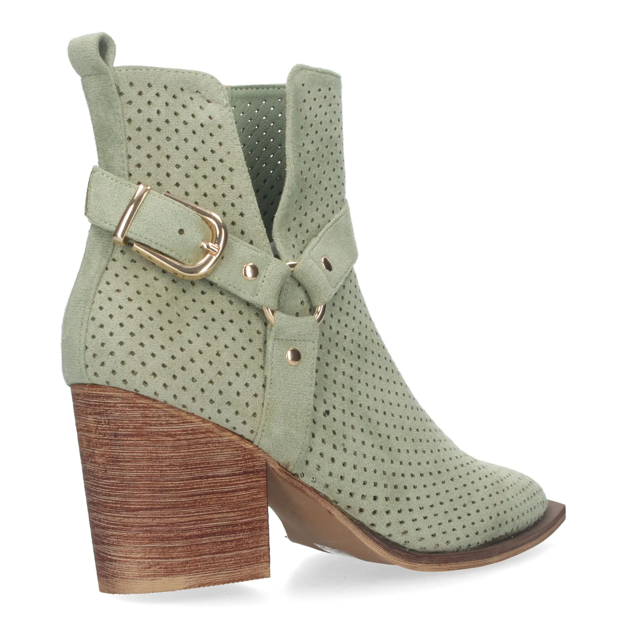 BOTINES CALADOS TACóN CAMPERO PUNTA FINA CóMODO VERDE A3017
