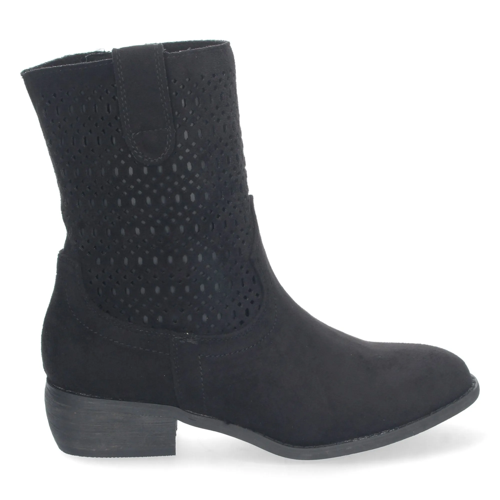 Botines tacon bajo con calados mujer color negro