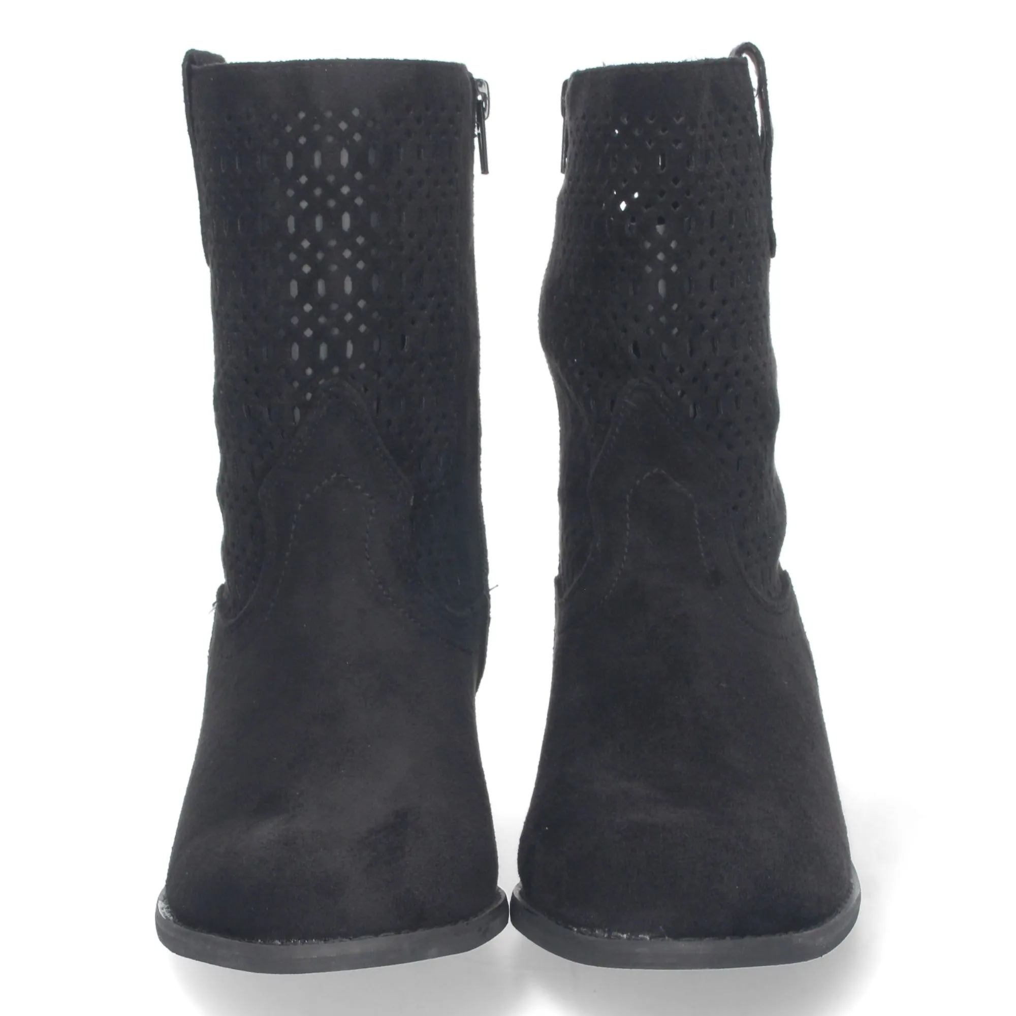 Botines tacon bajo con calados mujer color negro
