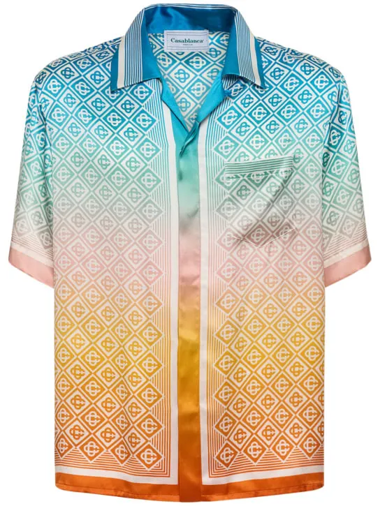 Camisa Cuban de manga corta de seda