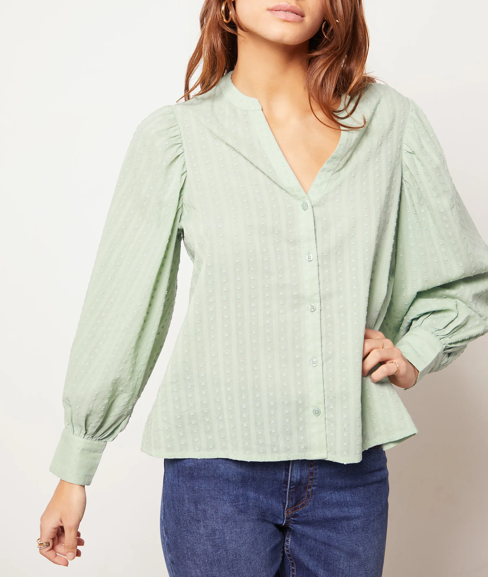 CAMISA DE ALGODóN, BORDADOS INGLESES TANIA CELADON  ETAM