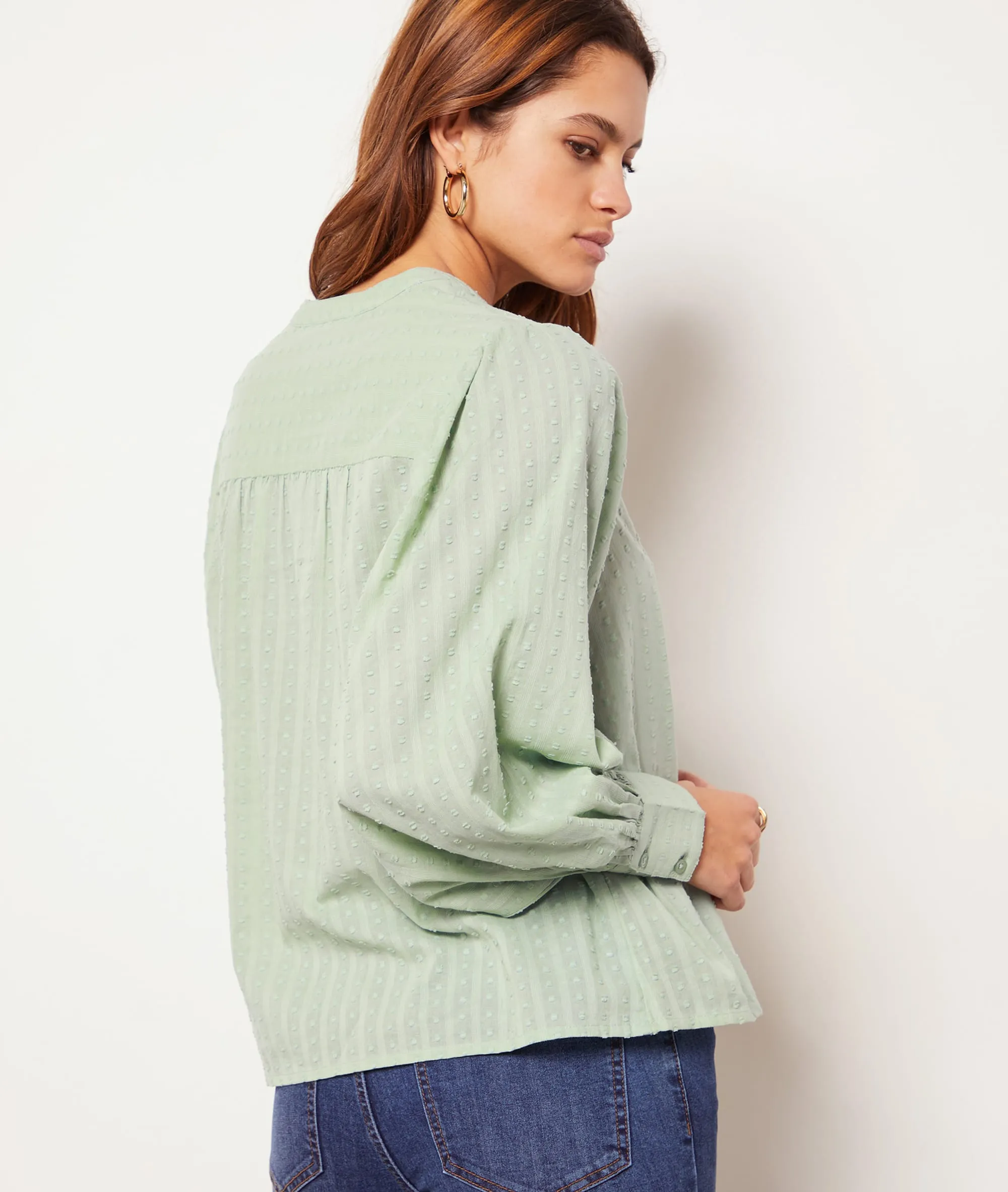 CAMISA DE ALGODóN, BORDADOS INGLESES TANIA CELADON  ETAM