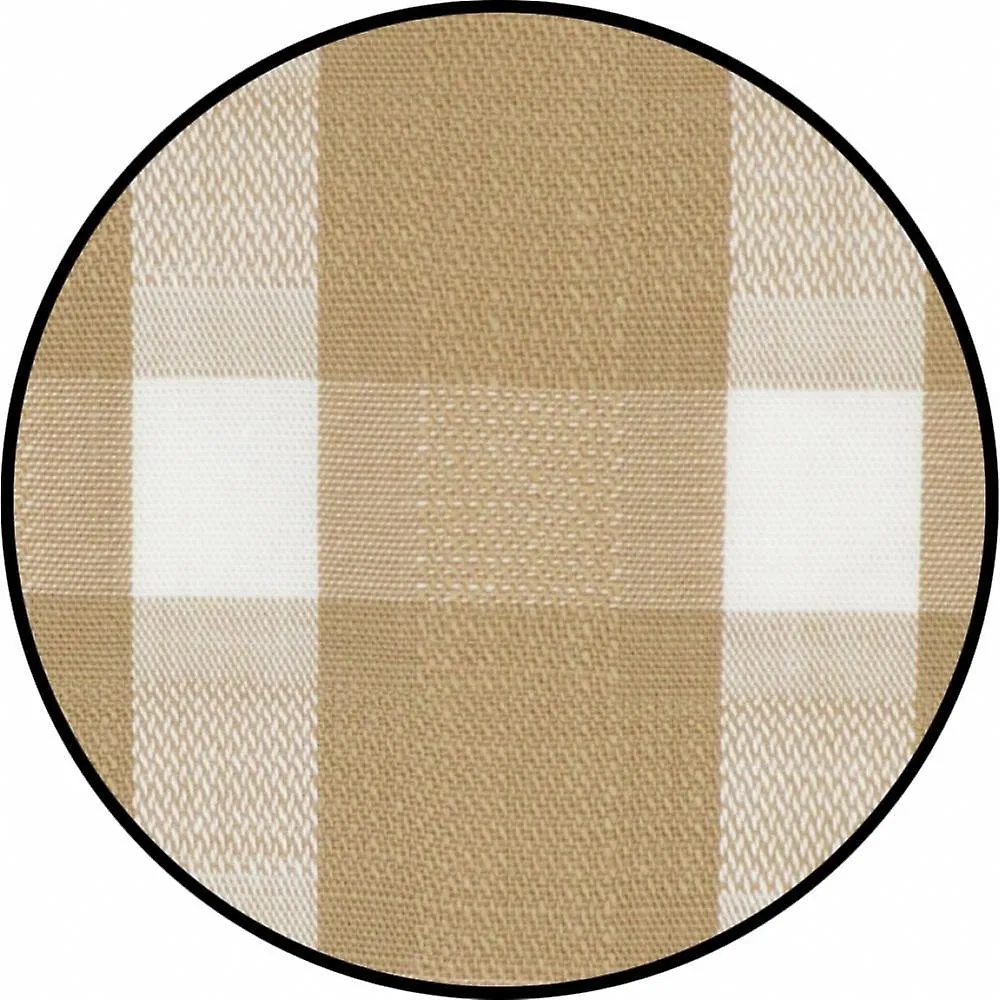 Camisa de manga corta con cuello abotonado de algodón a cuadros beige de talla grande para hombre con bolsillo en el pecho