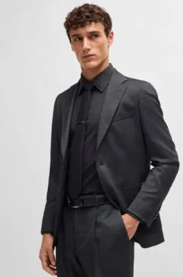 Camisa slim fit de popelín de algodón con elástico