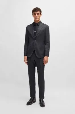 Camisa slim fit de popelín de algodón con elástico