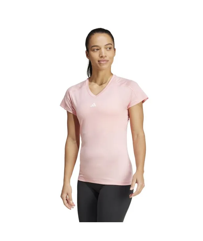 CAMISETA ADIDAS AEROREADY TRAIN ESSENTIALS MINIMAL BRANDING VNECK MUJER ROSA
