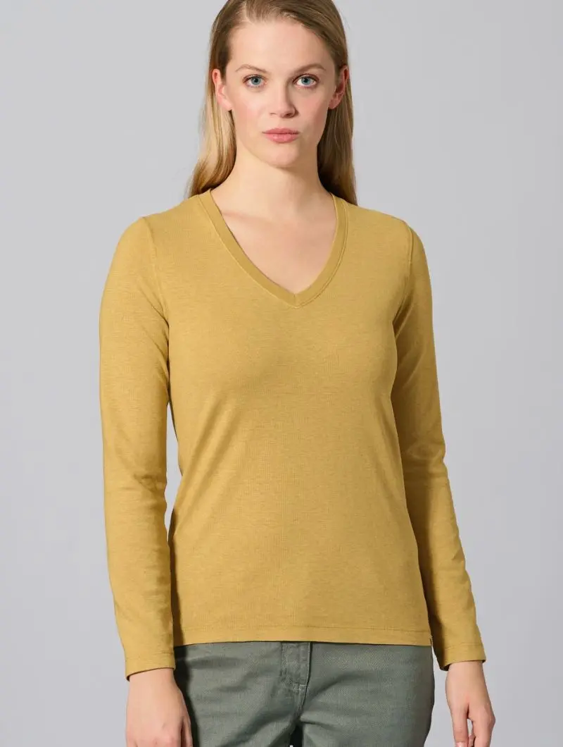 Camiseta cuello pico de manga larga ecológica
