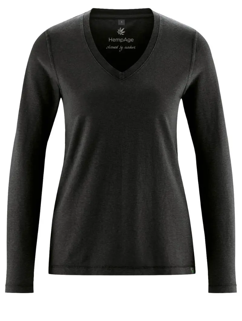 Camiseta cuello pico de manga larga ecológica
