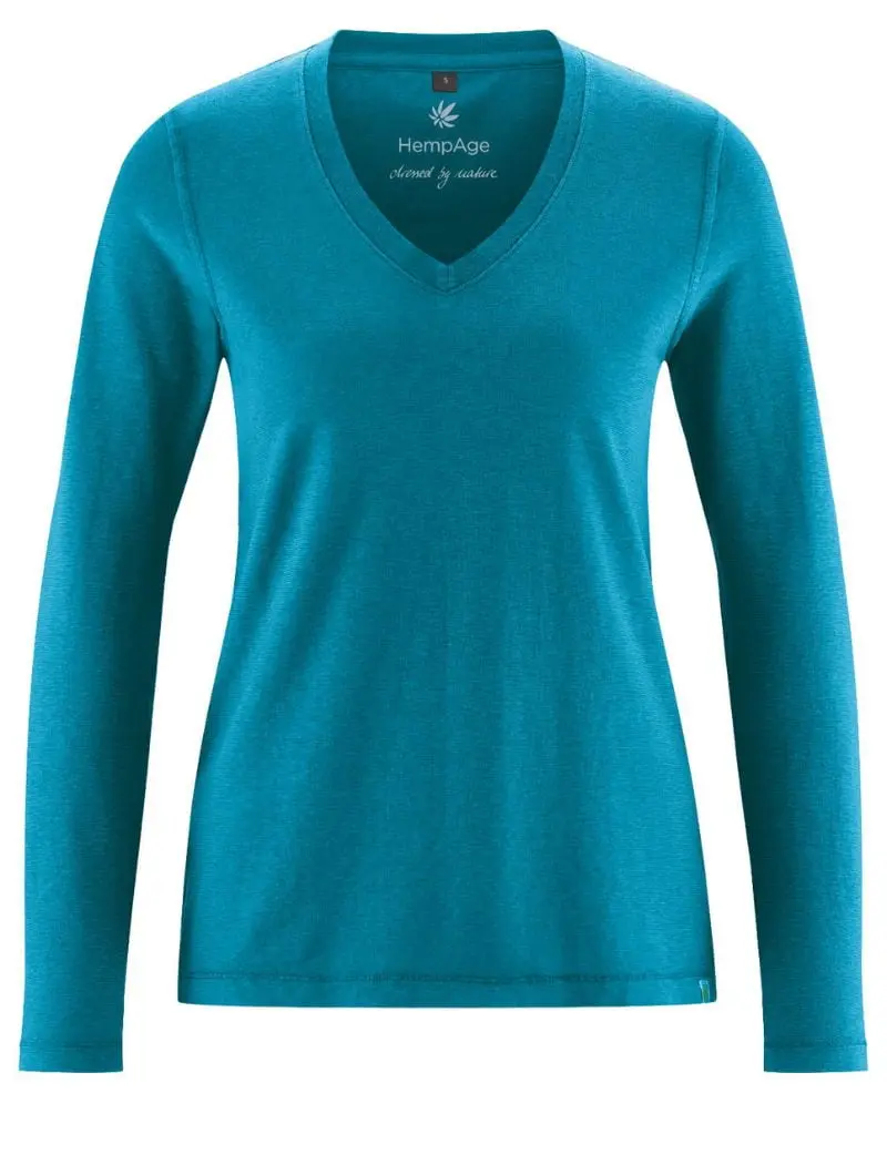 Camiseta cuello pico de manga larga ecológica
