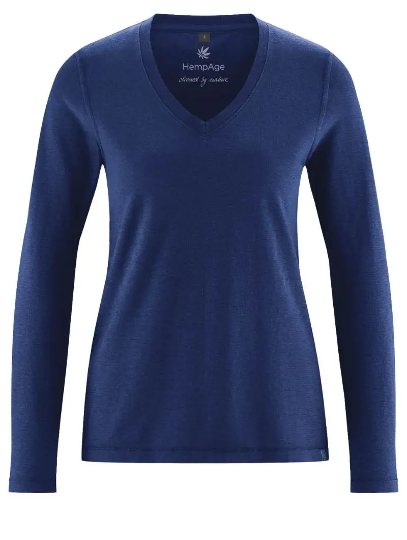Camiseta cuello pico de manga larga ecológica