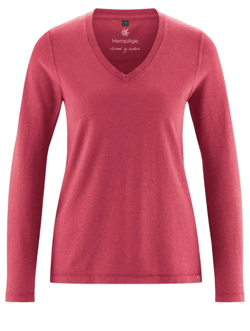 Camiseta cuello pico de manga larga ecológica