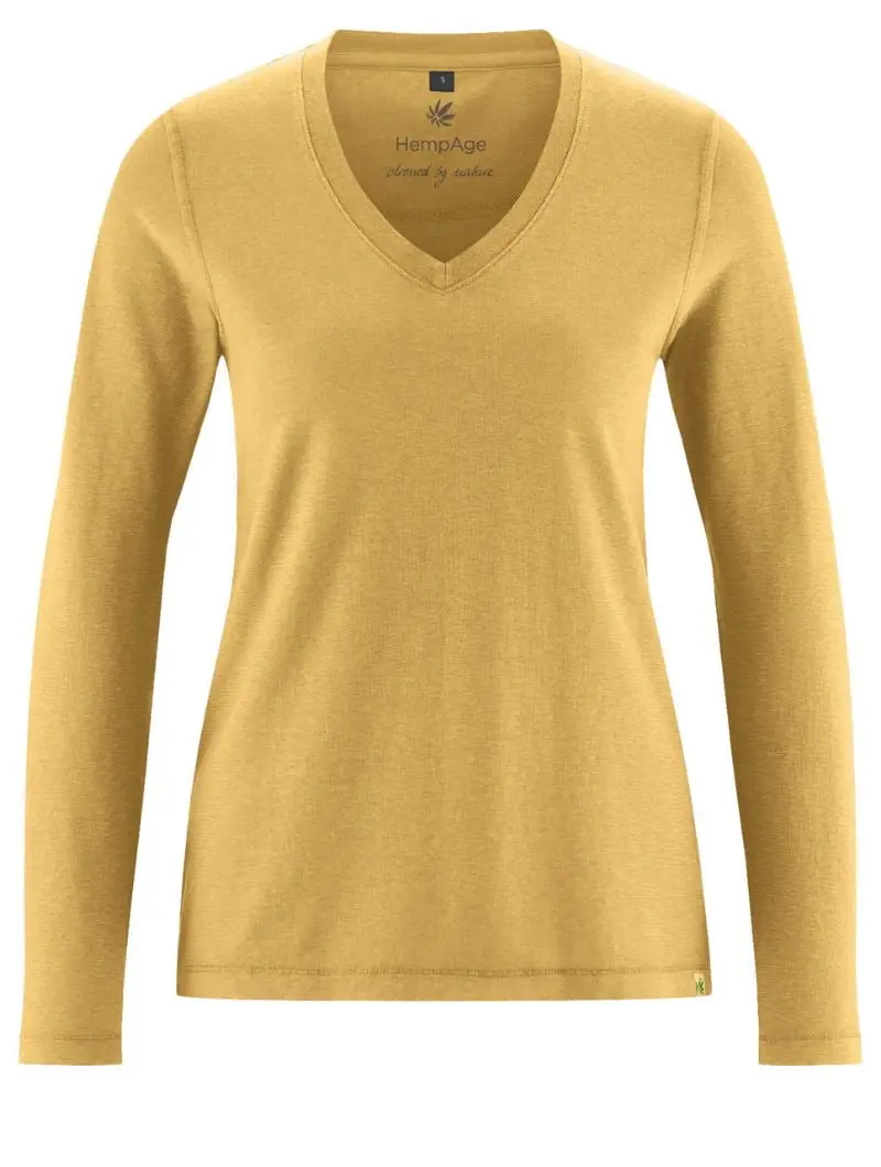 Camiseta cuello pico de manga larga ecológica