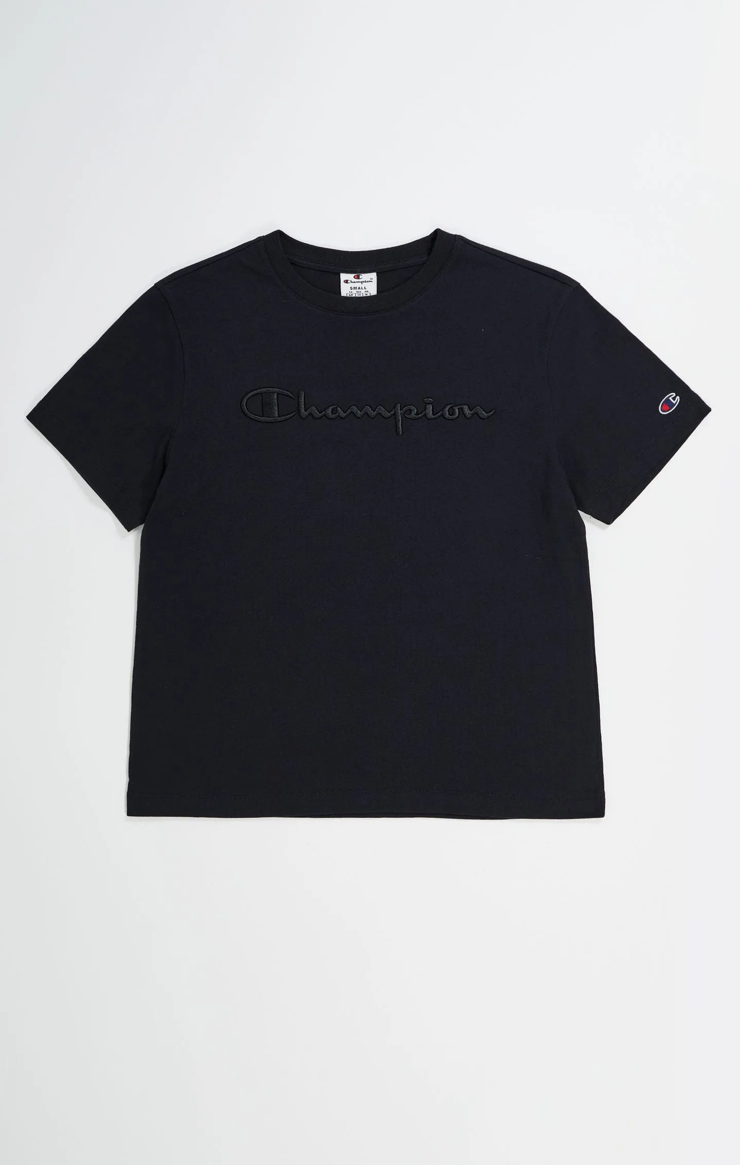 Camiseta de algodón bordada con cuello redondo