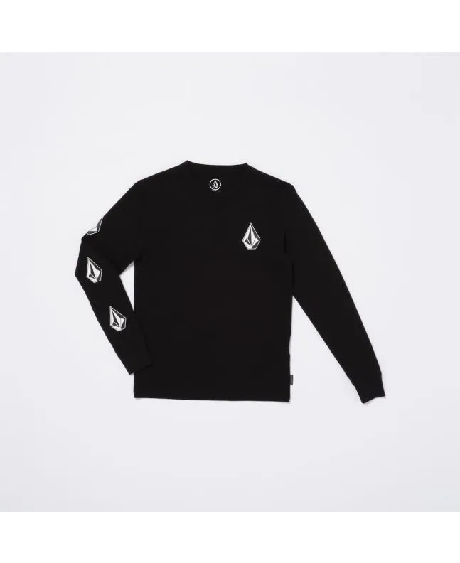 CAMISETA DE MANGA LARGA VOLCOM BOY ICONIC STONE NEGRA (814 AñOS)