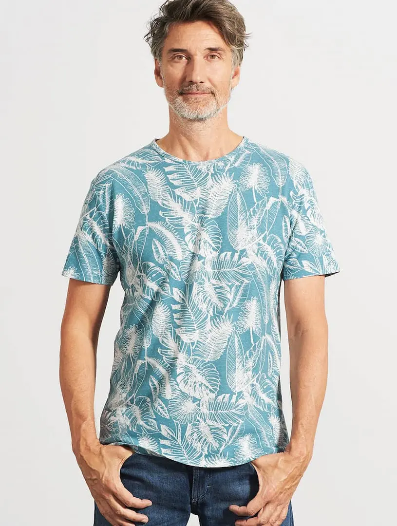 Camiseta ecológica hombre estampado hojas