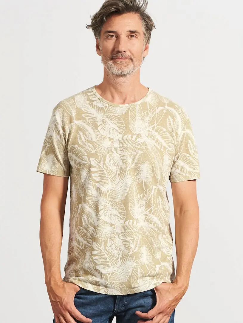 Camiseta ecológica hombre estampado hojas