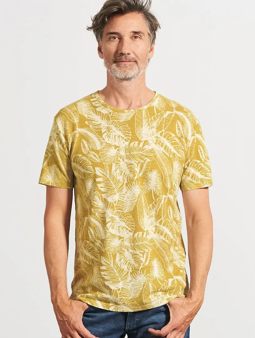 Camiseta ecológica hombre estampado hojas