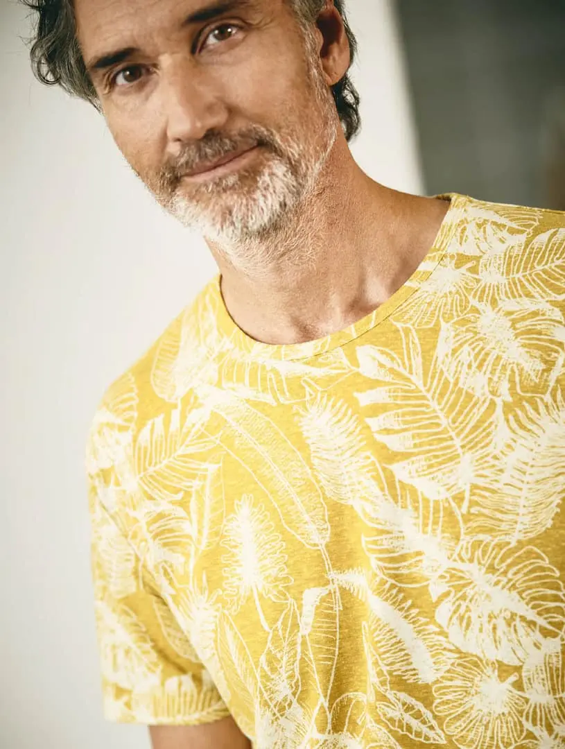 Camiseta ecológica hombre estampado hojas