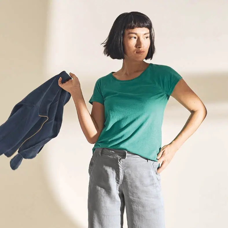 Camiseta manga corta mujer de cáñamo y algodón orgánico