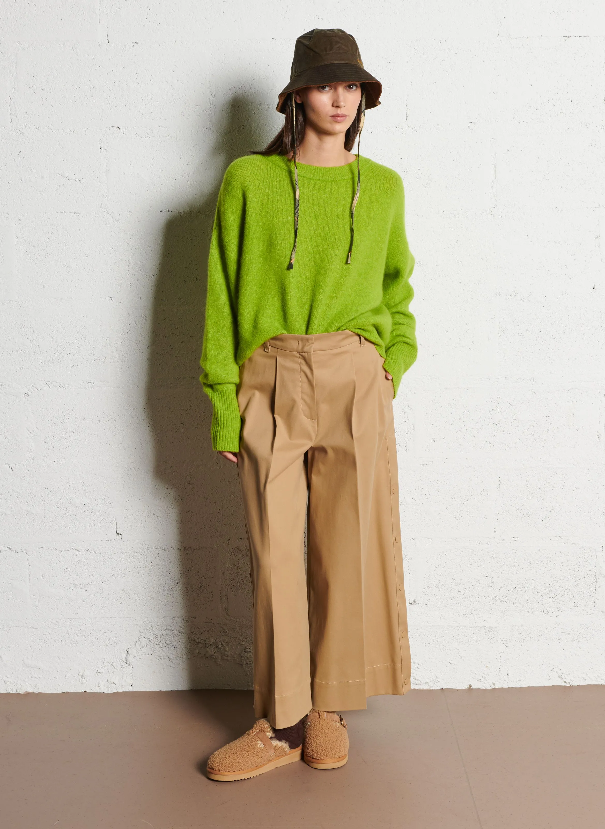 CAPRILE  PANTALóN ANCHO ESTILO TRENCH DE ALGODóN MEZCLADO EN BEIGE