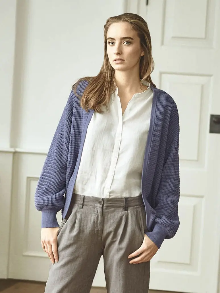 Cardigan manga abullonada ecológico para mujer