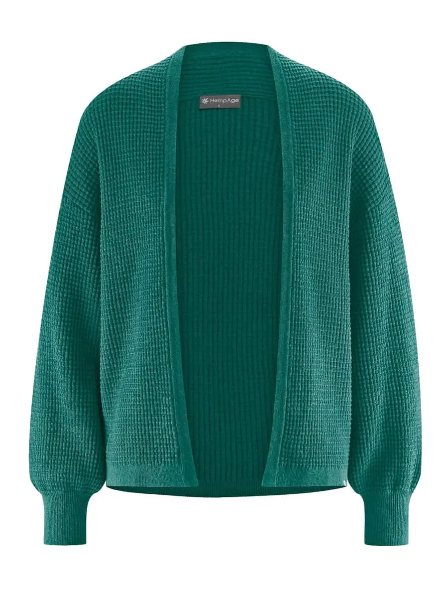 Cardigan manga abullonada ecológico para mujer