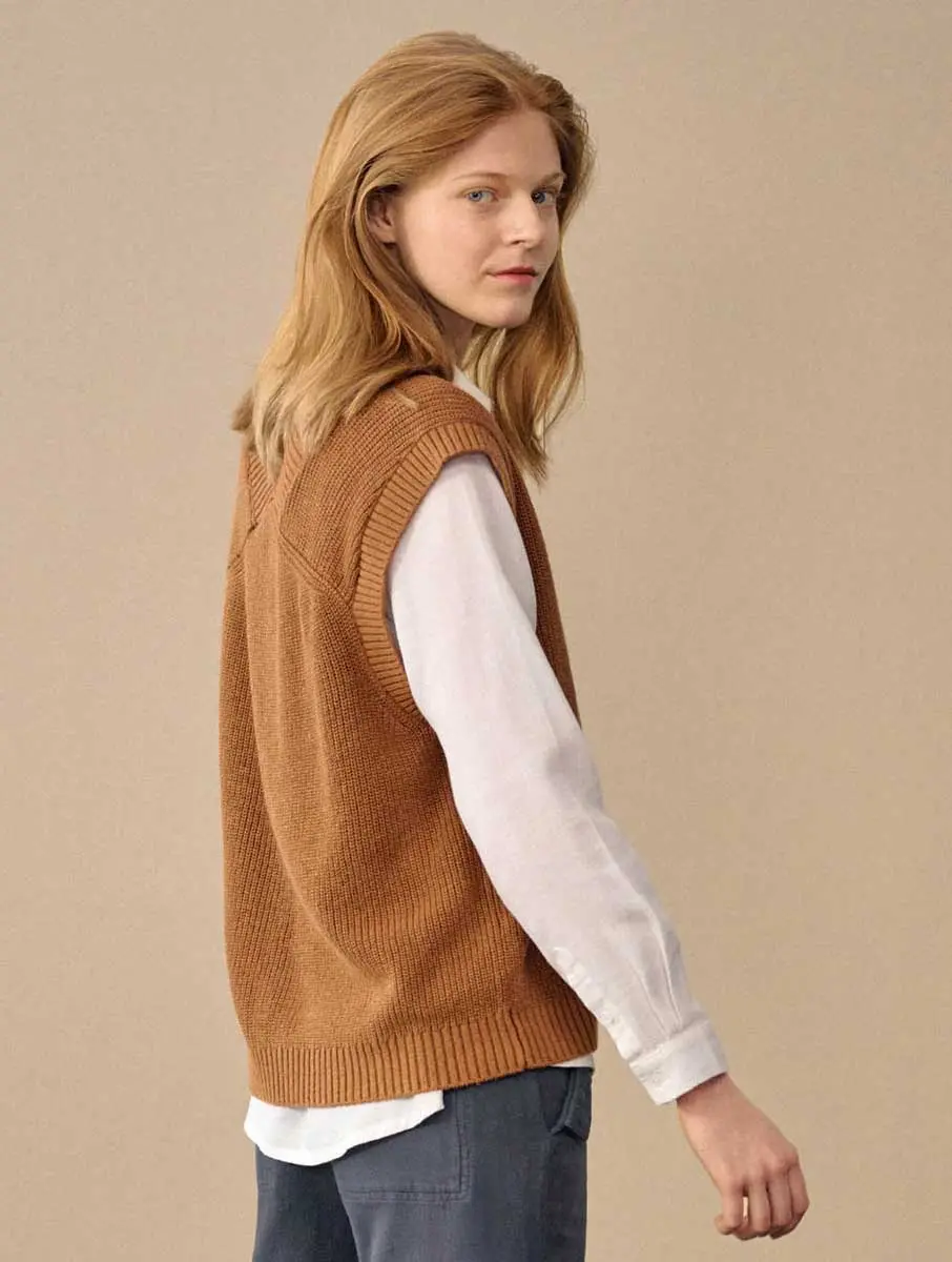 Chaleco cuello pico mujer 100% ecológico