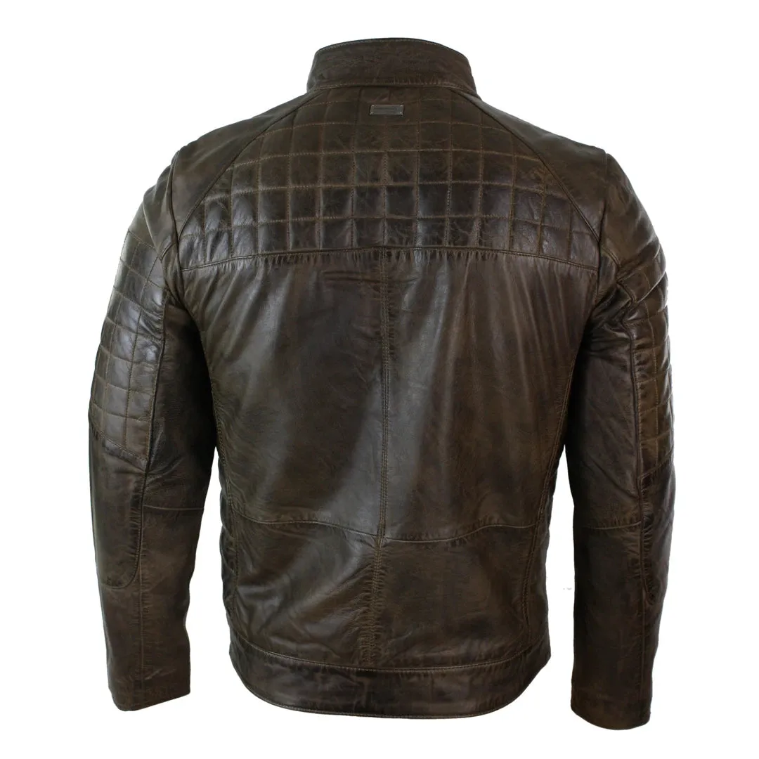 Chaqueta con cremallera de cuero ajustada estilo Biker para hombre