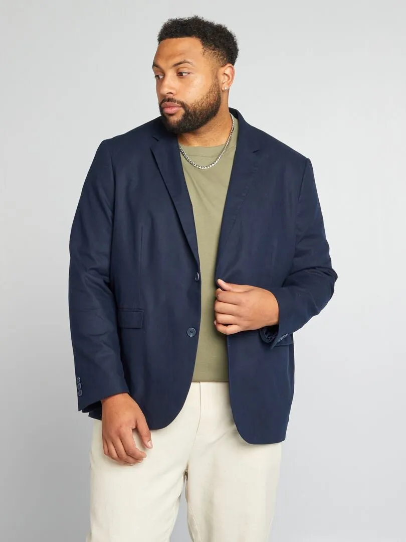 CHAQUETA DE TRAJE DE MEZCLA DE LINO  AZUL