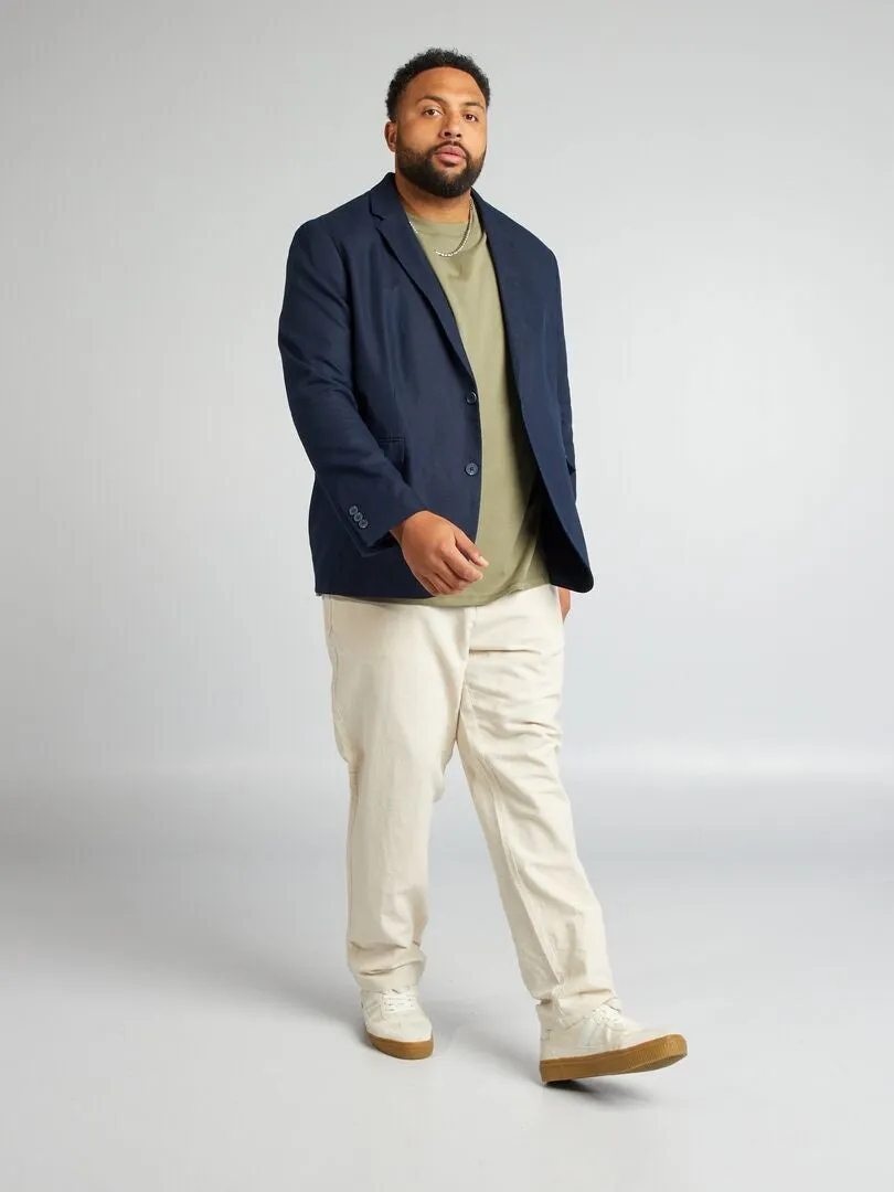 CHAQUETA DE TRAJE DE MEZCLA DE LINO  AZUL