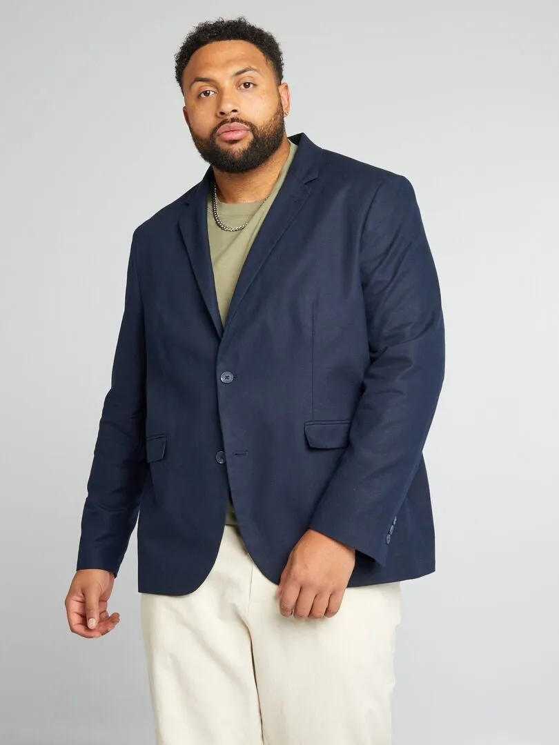 CHAQUETA DE TRAJE DE MEZCLA DE LINO  AZUL