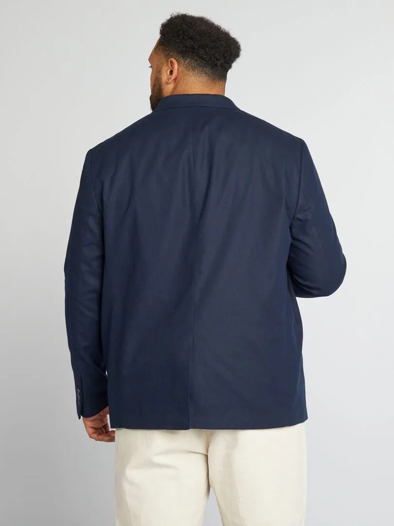 CHAQUETA DE TRAJE DE MEZCLA DE LINO  AZUL