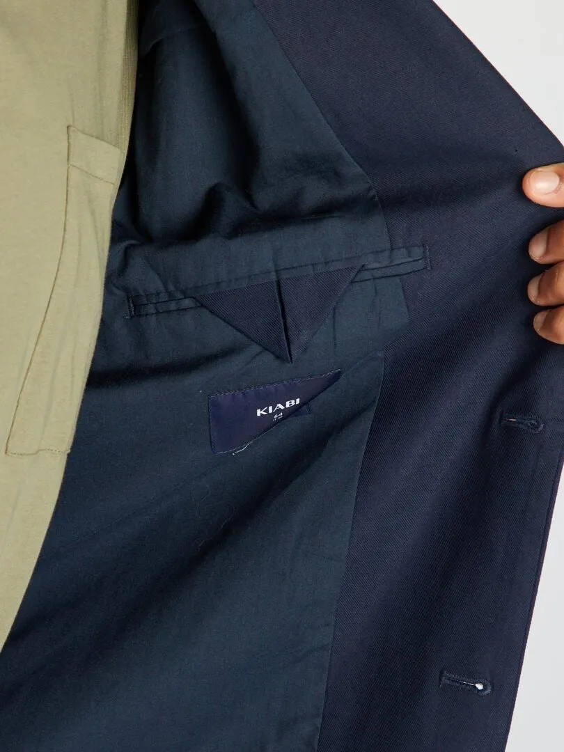 CHAQUETA DE TRAJE DE MEZCLA DE LINO  AZUL