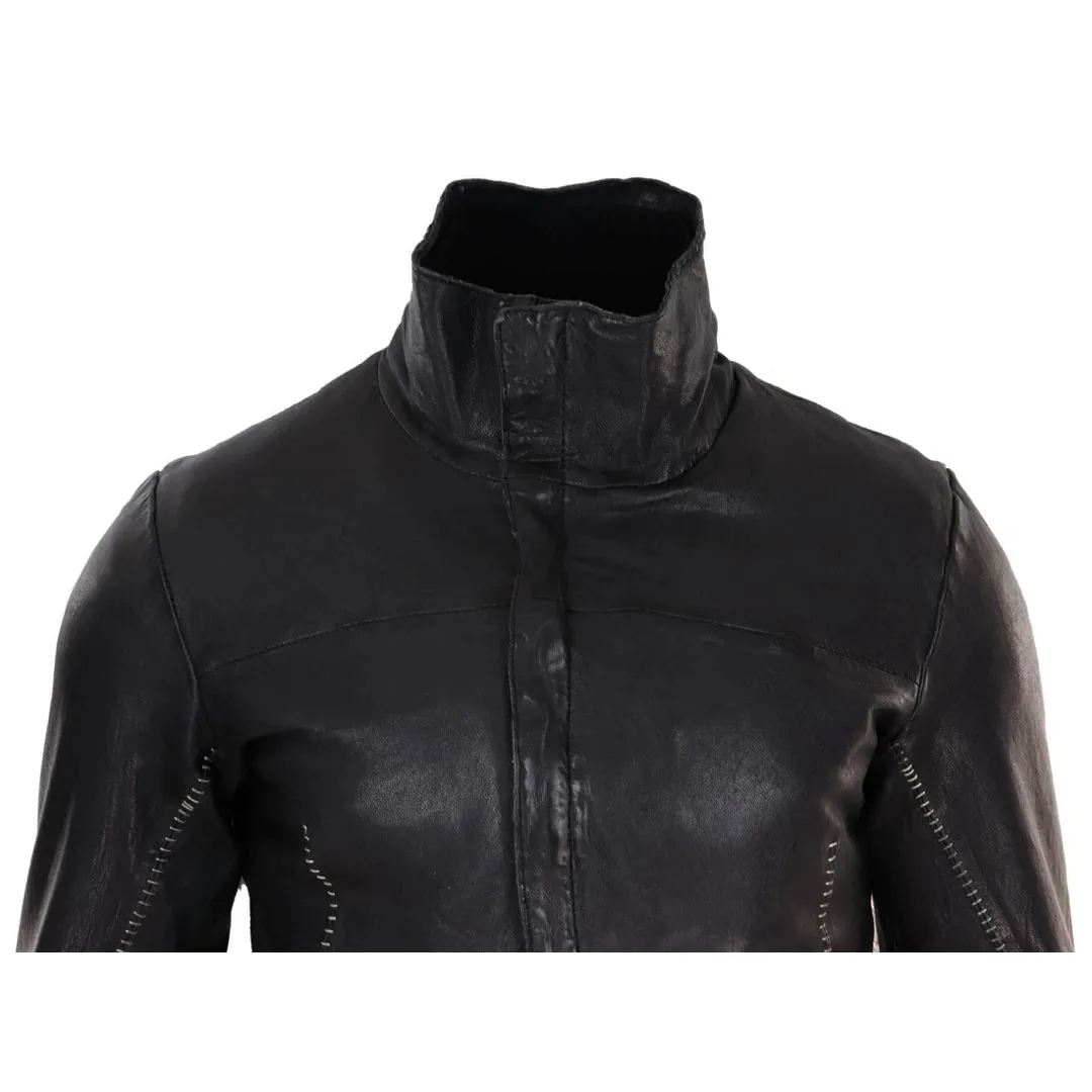 Chaqueta tipo Bomber de cuero real Slim fit para hombres